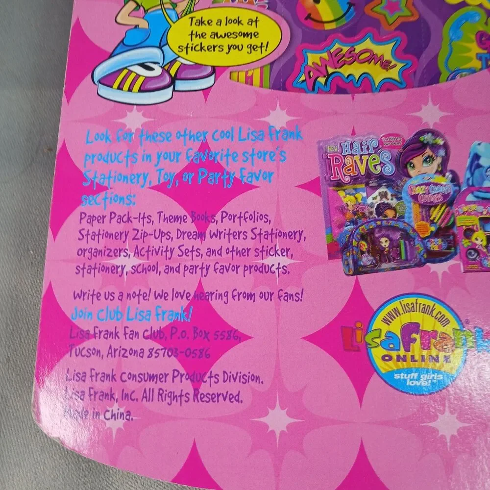 Lisa Frank Diary Peek Proof New in Package Vintage 1990 Y2K Girls with Stickers